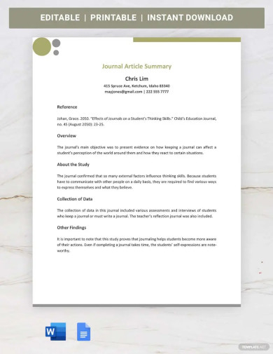 14 Sample Journal Paper Format In MS Word Google Docs Apple Pages 