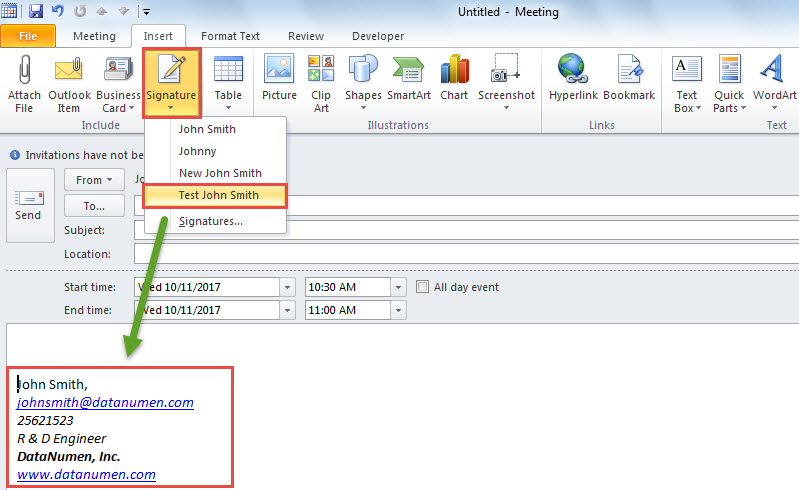 2 Methods To Auto Insert Signature To Meeting Invitations In Outlook