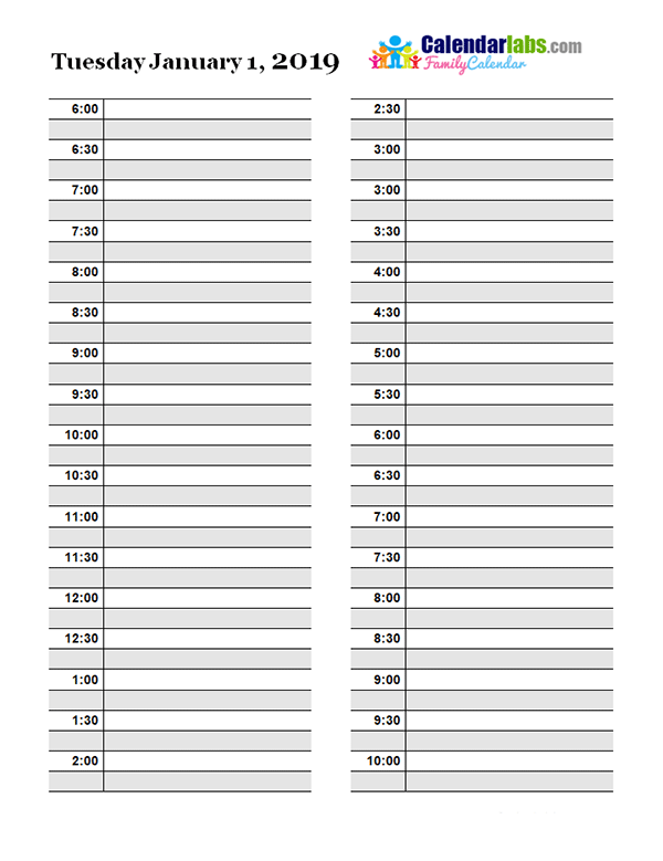 2019 Daily Planner Template Free Printable Templates