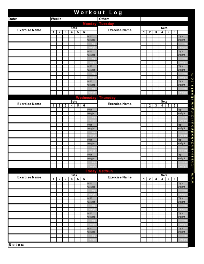 30 Useful Workout Log Templates Free Spreadsheets 