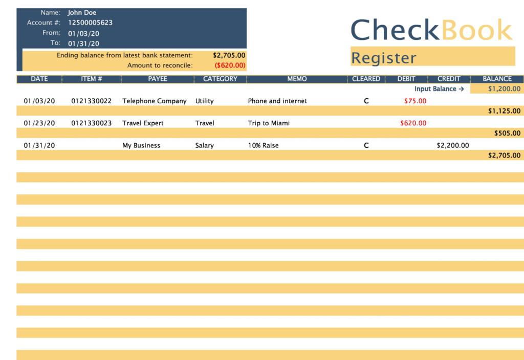 39 Checkbook Register Templates 100 Free Printable TemplateLab