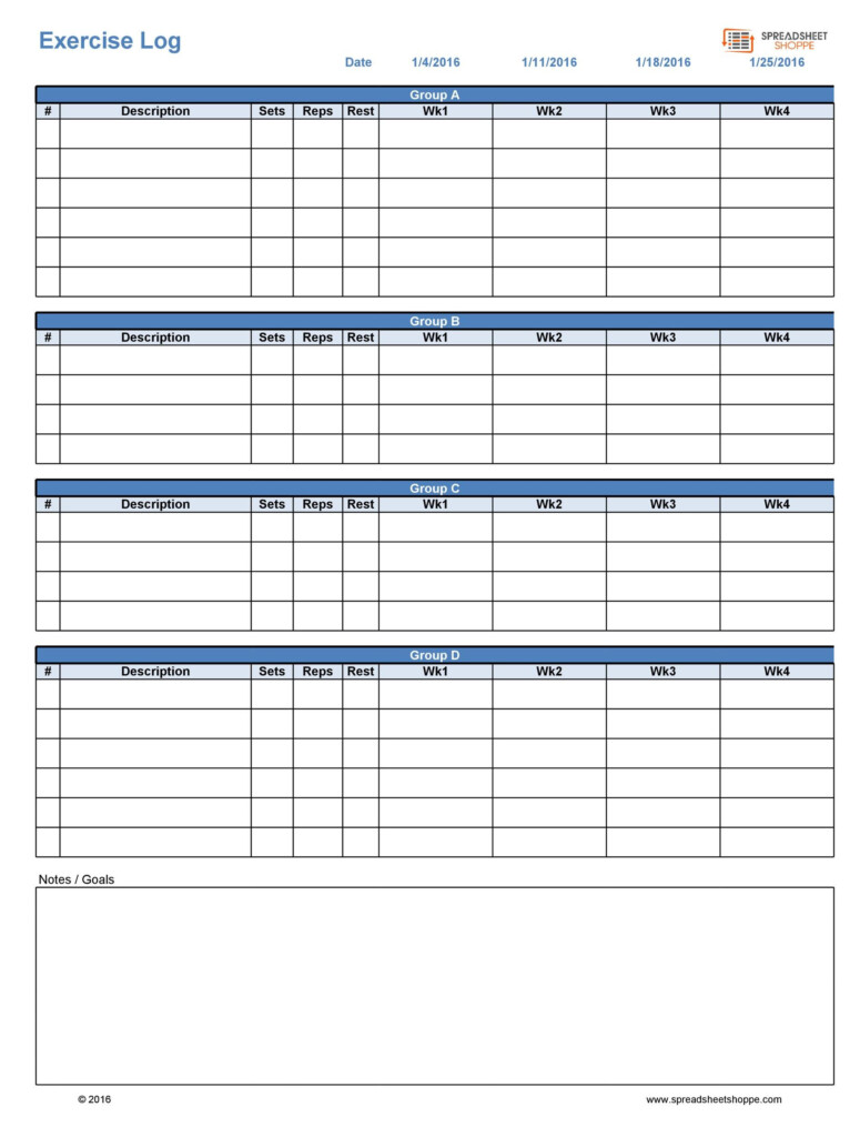 40 Effective Workout Log Calendar Templates TemplateLab