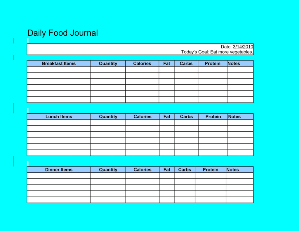 40 Simple Food Diary Templates Food Log Examples