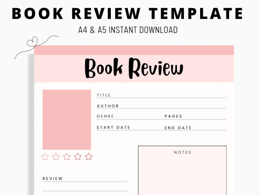 Book Review Template Printable Reading Journal Book Review Planner 