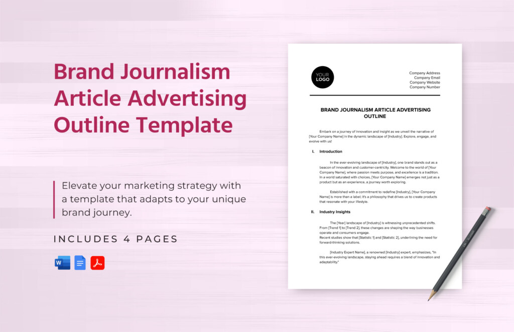 Brand Journalism Article Advertising Outline Template In PDF Word 