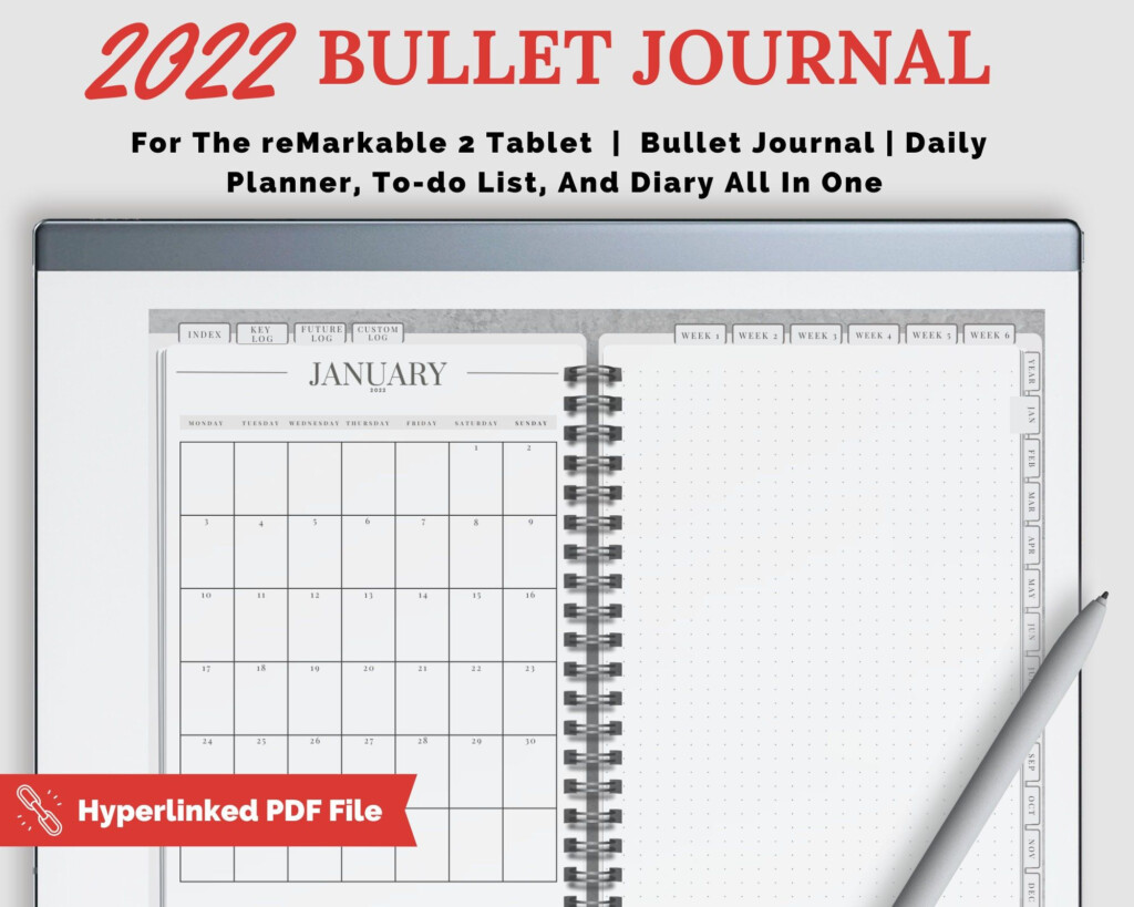 Bullet Journal 2022 For Remarkable 2 Remarkable 2 Templates Etsy In 