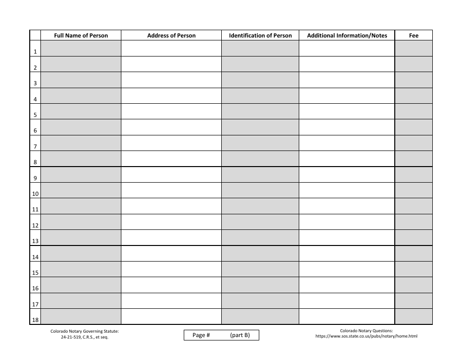 Colorado Colorado Notary Basic Journal Fill Out Sign Online And 