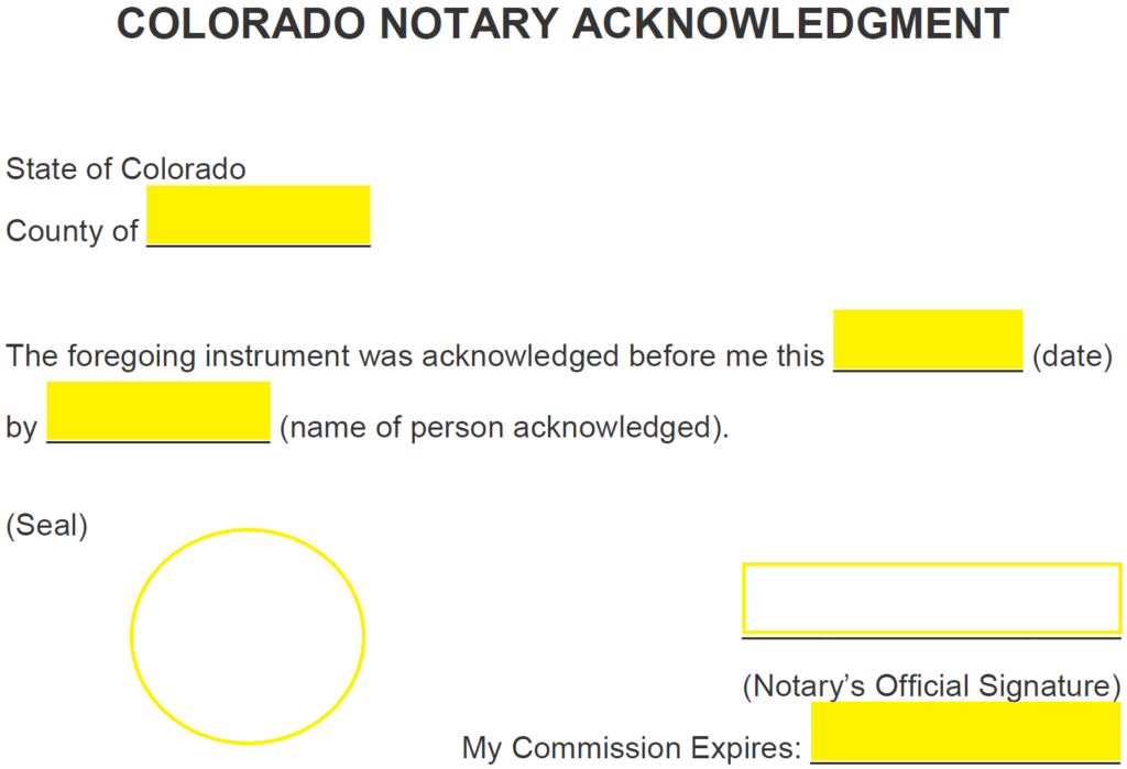 Colorado Notary Template