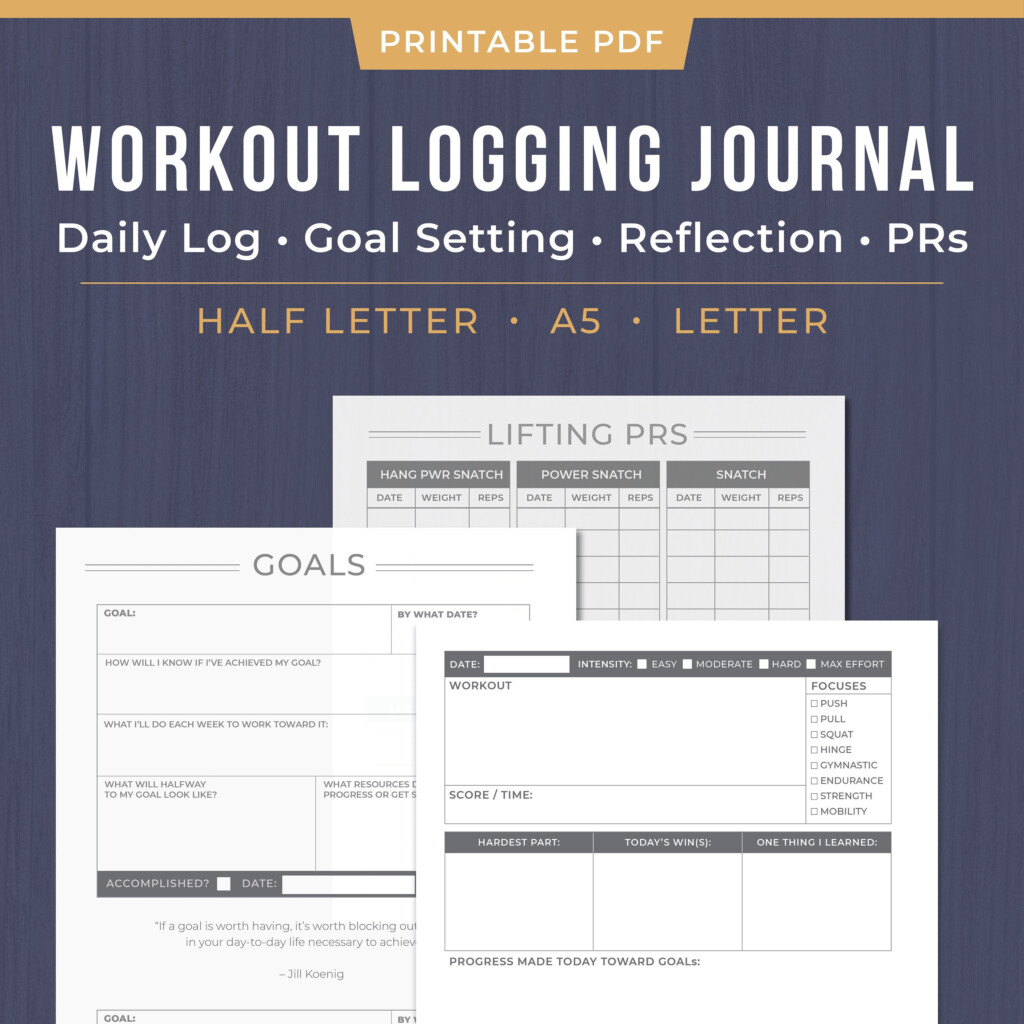 Crossfit WOD Logging Journal Workout Logging Printable PDF Etsy