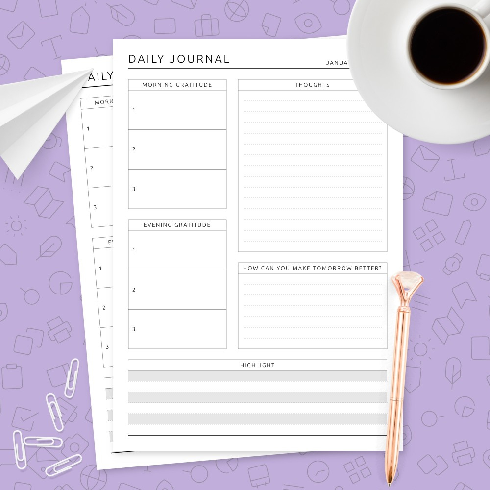 Daily Wellness Journal Template Template Printable PDF