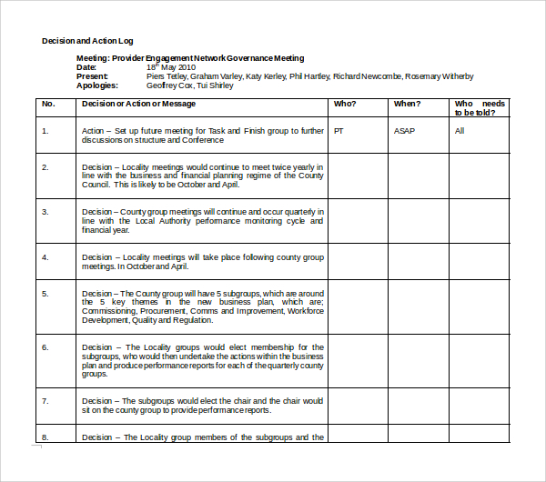 Decision Log Templates 12 Free Docs Xlsx PDF Formats Samples 