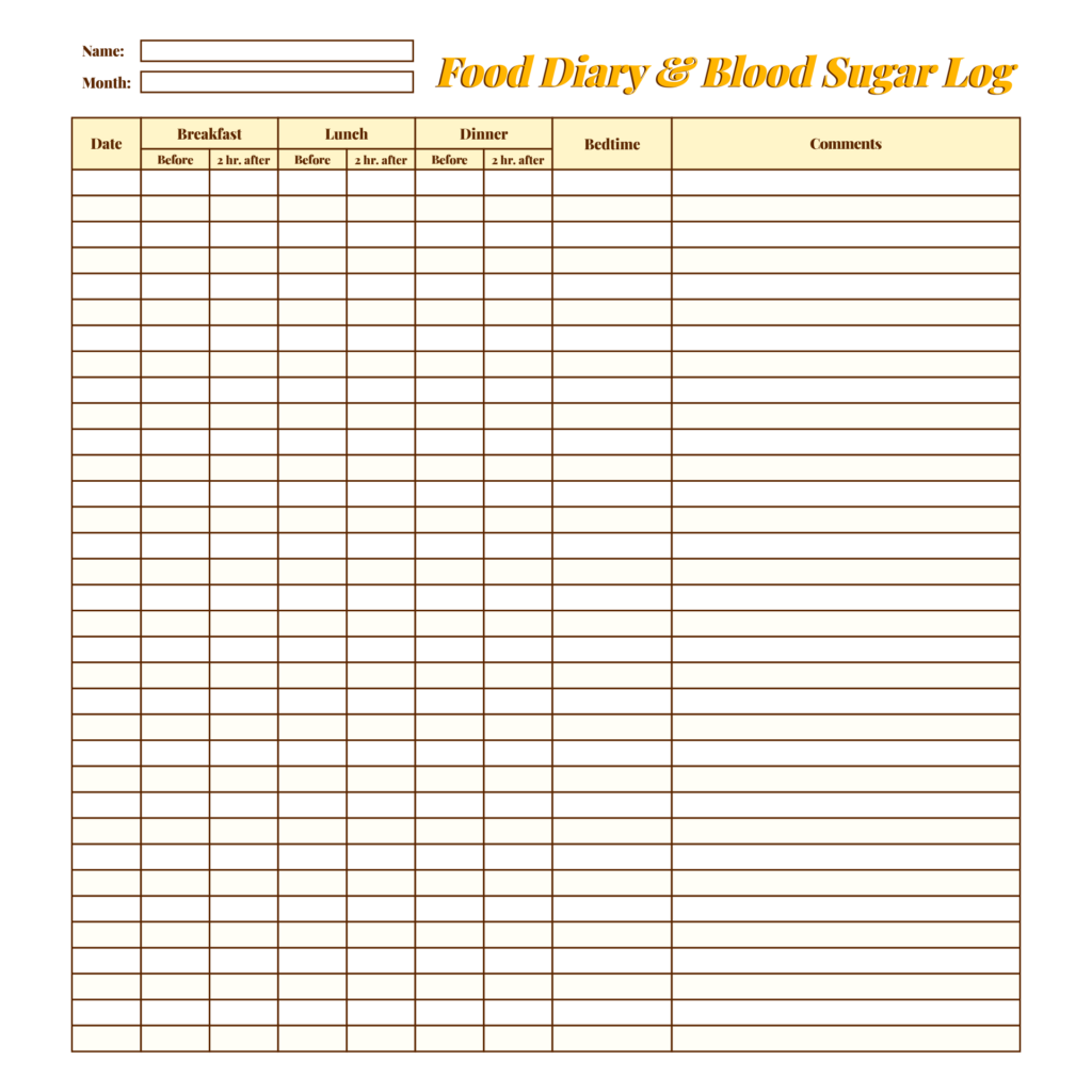 Diabetic Food Journal 10 Free PDF Printables Printablee