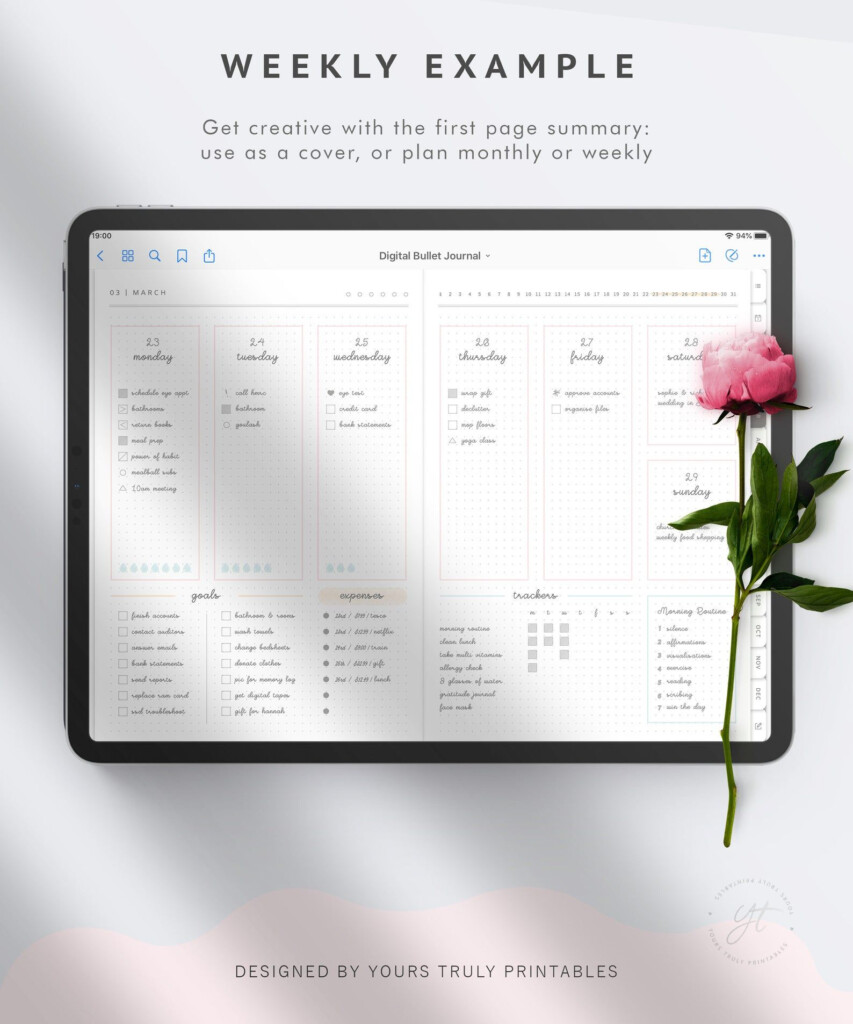 Digital Bullet Journal Template 2020 Undated Blank Dot Grid Etsy 