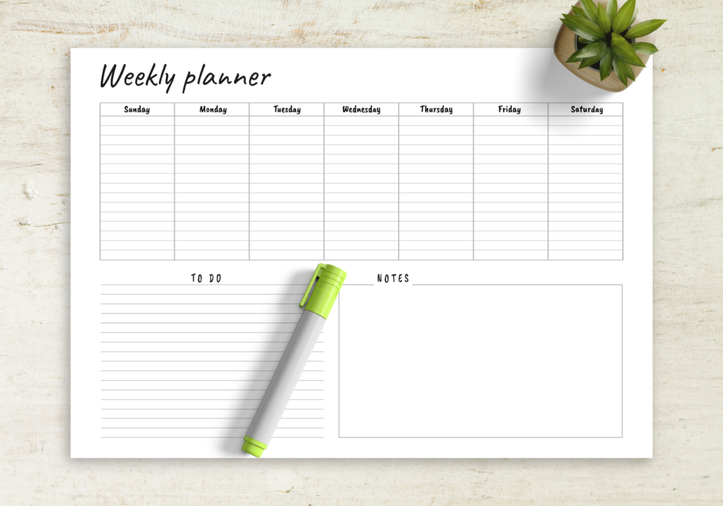 Download Printable Horizontal Weekly Journal Template PDF