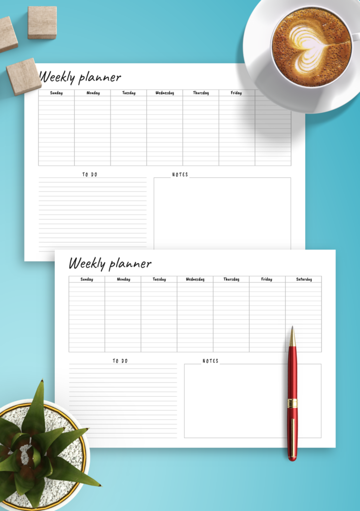 Download Printable Horizontal Weekly Journal Template PDF