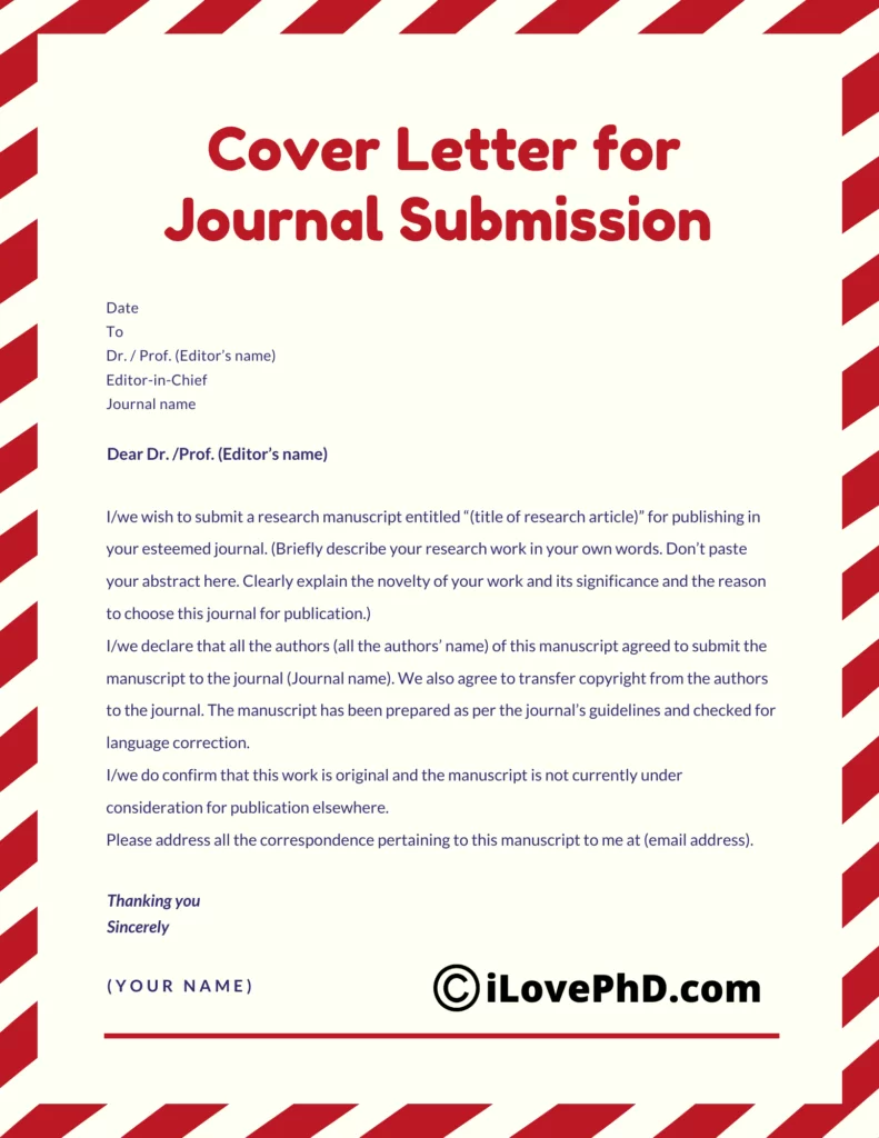 Elsevier Journal Cover Letter Template