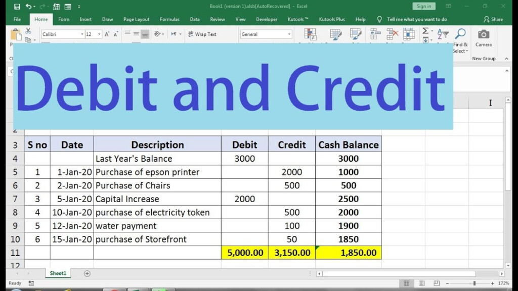 Excel General Ledger Template With Debits And Credits