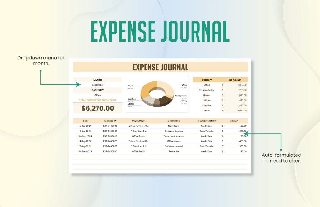 Expense Journal Template In Excel Google Sheets Download Template