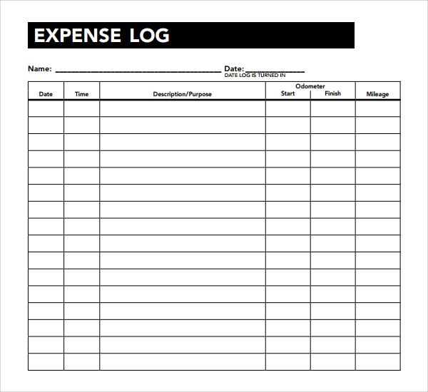 Expense Log Templates 11 Free Word Excel PDF Formats