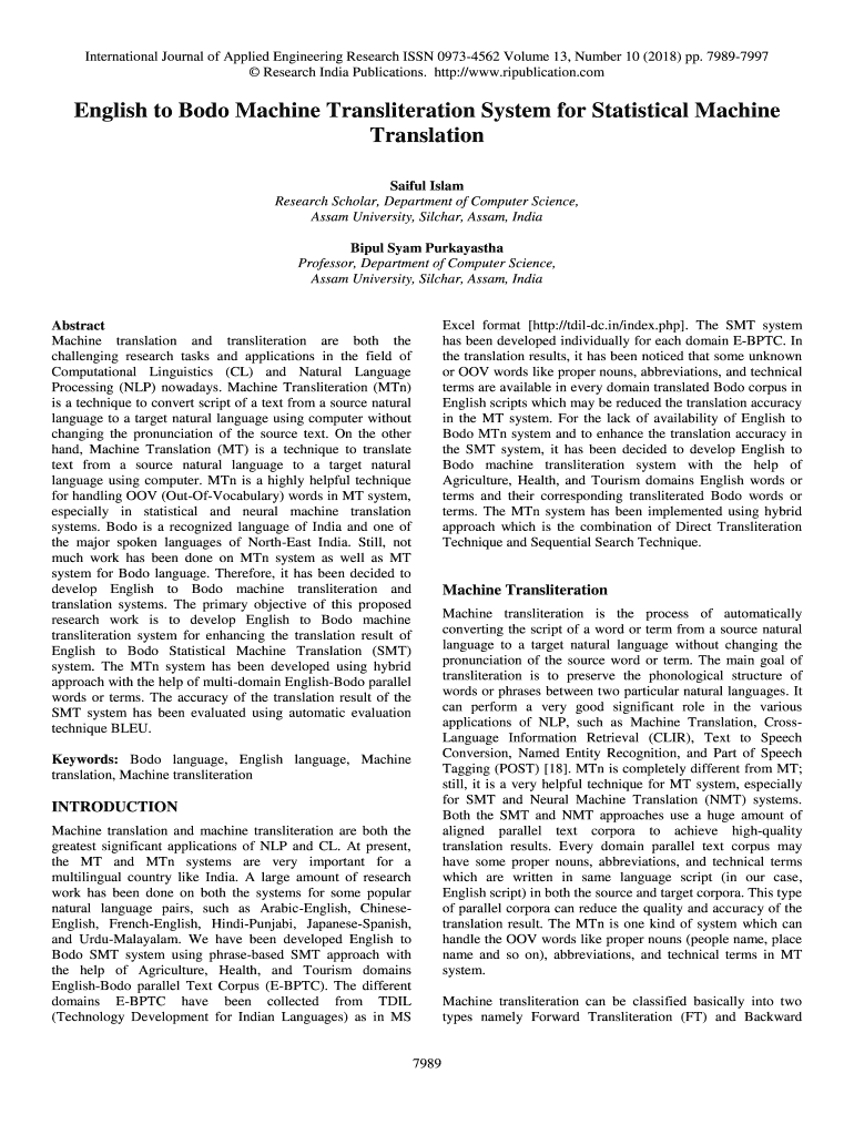 Fillable Online International Journal Of Applied Engineering Research 