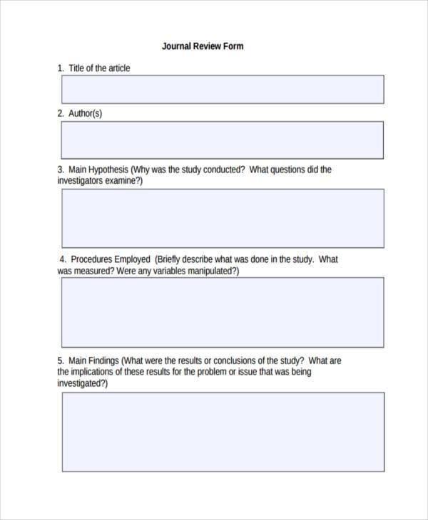 FREE 11 Journal Review Form Samples PDF MS Word Google Docs