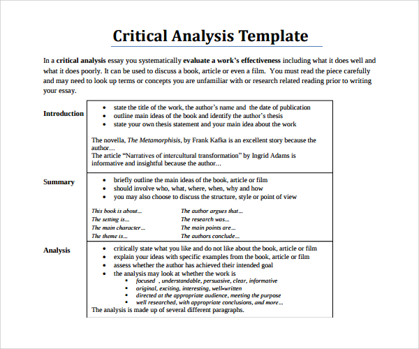 FREE 12 Sample Critical Analysis Templates In Google Docs MS Word 