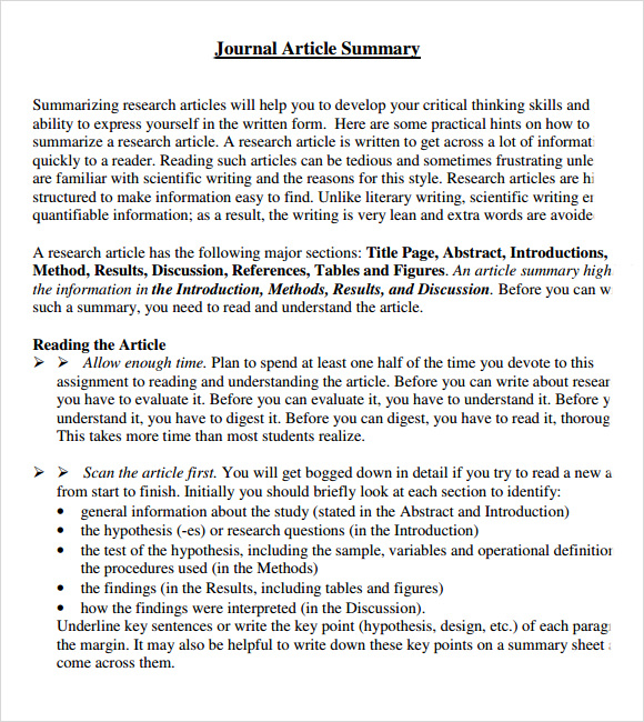 FREE 16 Article Summary Samples Templates In PDF Word