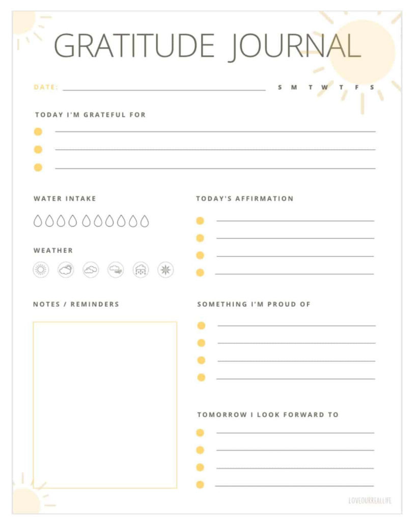 FREE Printable Daily Gratitude Journal Template With Prompts 