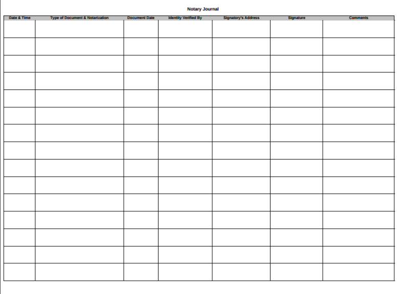 Free Printable Notary Log Sheet Customize And Print