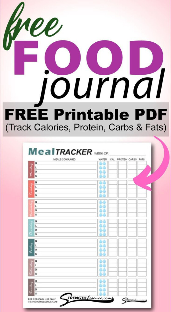 FREE Printable Weekly MEAL TRACKER PDF Template 2024 Diet Log 