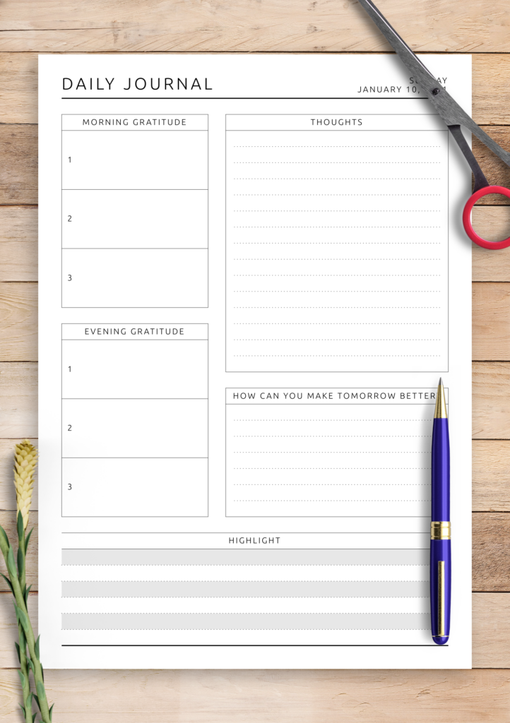 Free Printable Wellness Journal Template Printable Templates