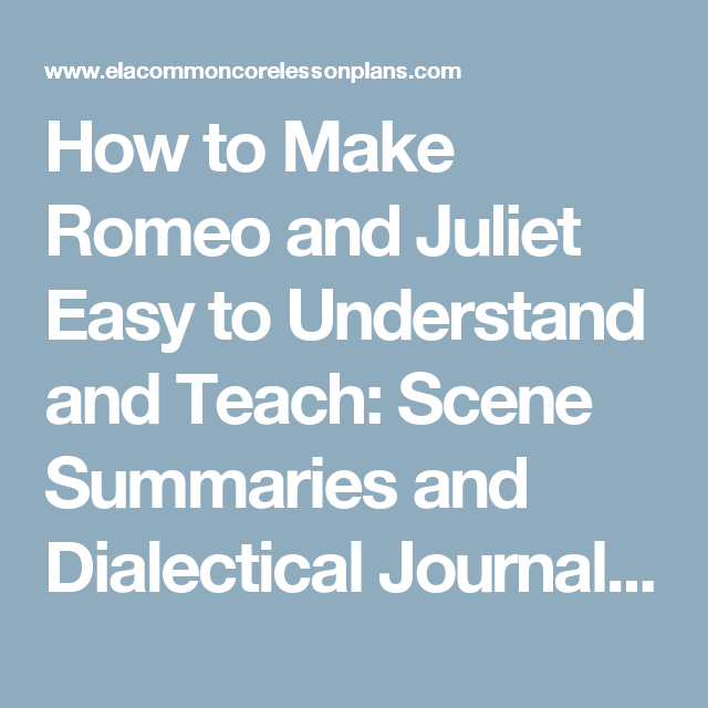 How To Make Romeo And Juliet Easy To Understand And Teach Scene 