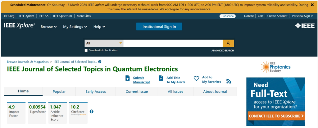 IEEE Journal Of Selected Topics In Quantum Electronics 