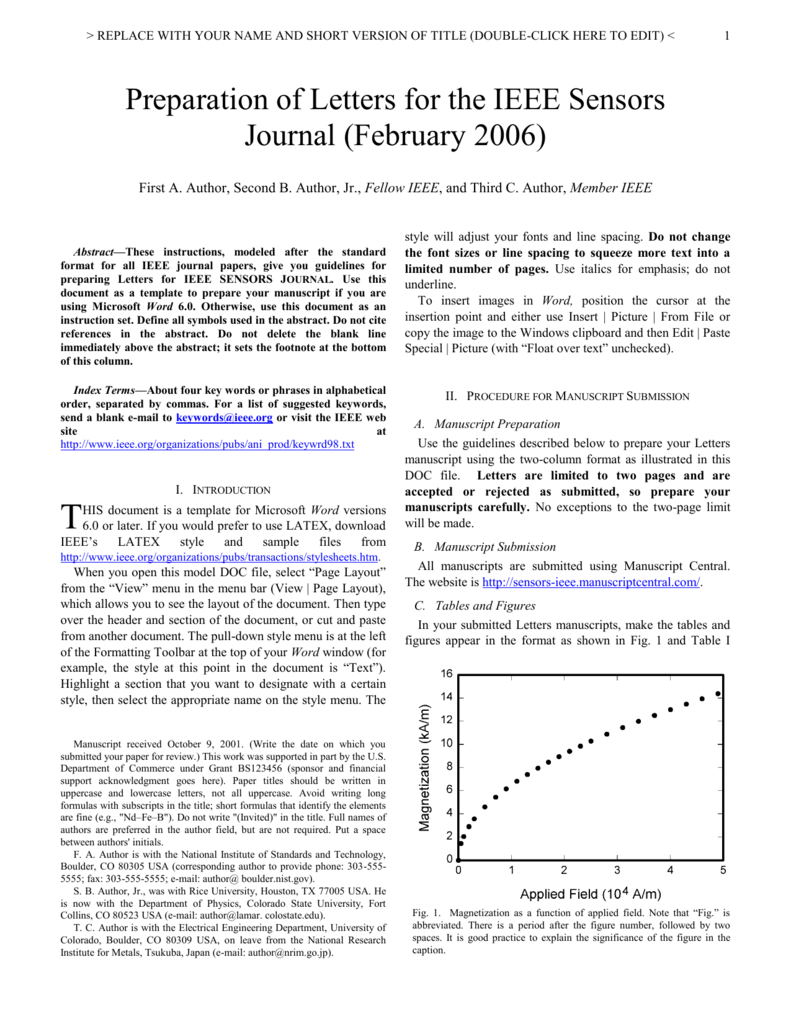 Ieee Journal Template