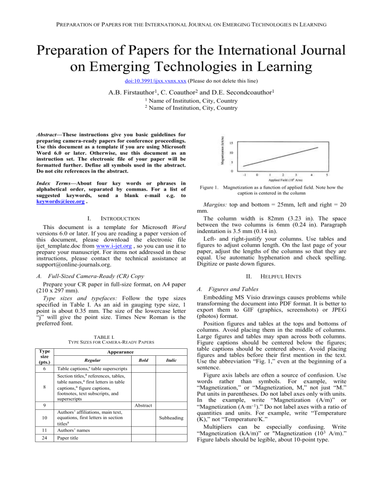 IJET Template International Journal Of Emerging Technologies In