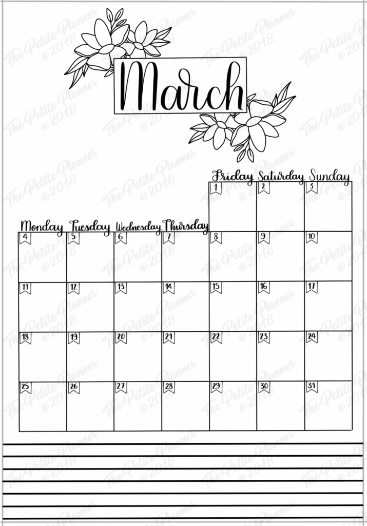 March 2019 Printable Bullet Journal Setup The Petite Planner