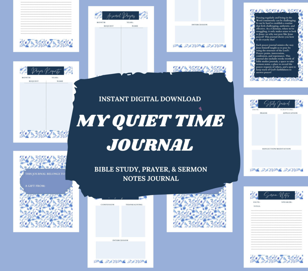 My Quiet Time Journal Template Printable Prayer Bible Study Sermon 