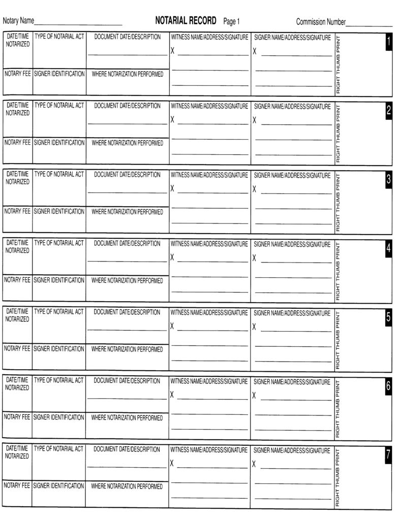 Notary Journal Printable