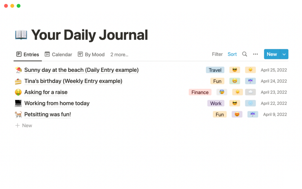 Notion Daily Journal Template