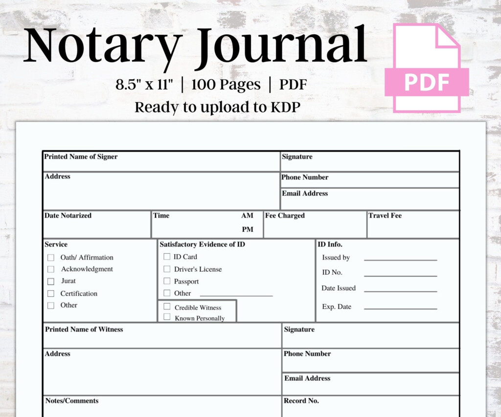 Pdf Printable Notary Journal Customize And Print