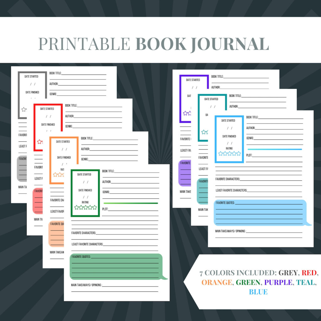 Printable Book Journal Template Book Reading Log And Review Etsy