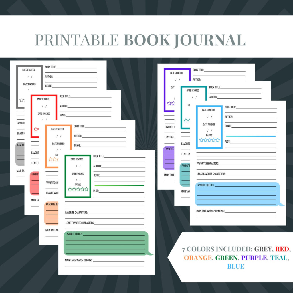 Printable Book Journal Template Book Reading Log And Review Etsy