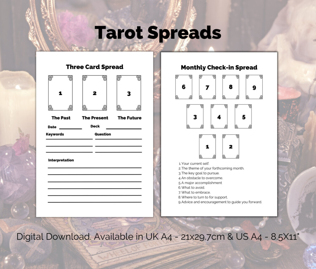 Tarot Spreads Printable Work Sheets 6 Blank And Guided Tarot Etsy UK