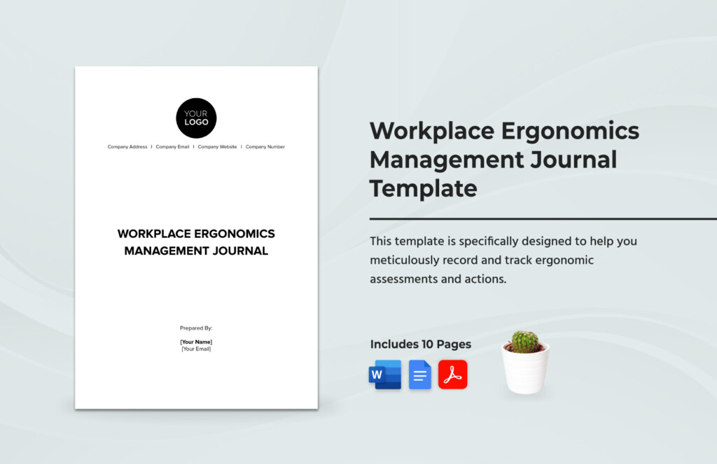 Workplace Ergonomics Management Journal Template In Word PDF Google 